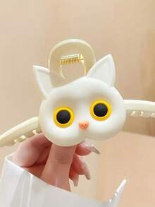 1pc Silicone Cute Cat Paw Hair Clip For Women, Cartoon Hair Accessory - White - View 1