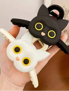 1pc Silicone Cute Cat Paw Hair Clip For Women, Cartoon Hair Accessory - White - View 6