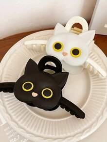 1pc Silicone Cute Cat Paw Hair Clip For Women, Cartoon Hair Accessory - White - View 4