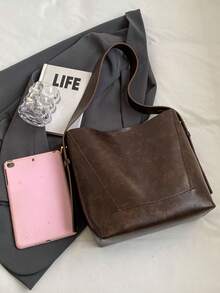 Women's Bag Autumn And Winter New Style Shoulder And Cross-Body Bucket Bag With Large Capacity, Vintage And Versatile - Coffee Brown - View 5