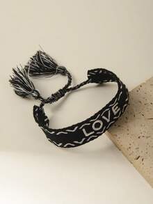 1只手工編織的愛情信繡花伸展手鍊,情人節禮物 - 彩色 - 查看 7