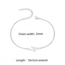 1入新款簡約不鏽鋼字母o鍊手鏈,適用於女士派對 - 銀色 - 查看 2