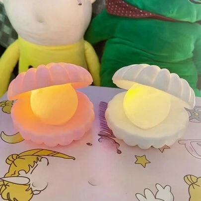 1pc Pearl Shell Led Light Decoration In Ins Style - Cute Cartoon Version Shell Night Light - Cartoon Ocean Night Light - Valentine's Day Atmosphere Light - Creative Gift - Cute Cartoon Night Light - Bedroom/Bedside Lamp - Children's Eye Protective Lamp - Soft And Not Hurtful To Eyes