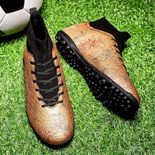 中高筒透氣足球鞋,抗滑耐磨適用於硬地足球訓練鞋 - 金色 - 查看 5