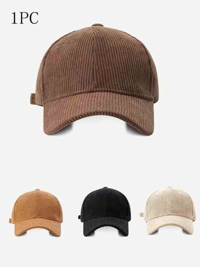 1頂中性款多色灰絨布棒球帽，縱條紋，適用於日常戶外街頭運動休閒