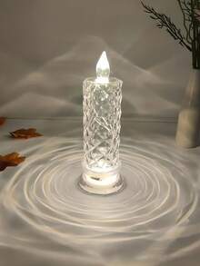 1入組玫瑰圖案led電子蠟燭及折射光晕投影,適用於婚禮派對裝飾,發光蠟燭是給朋友和親戚的最佳禮物 - 彩色 - 查看 10