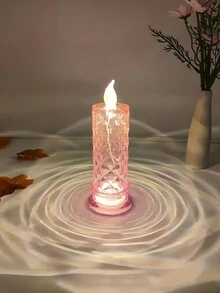 1入組玫瑰圖案led電子蠟燭及折射光晕投影,適用於婚禮派對裝飾,發光蠟燭是給朋友和親戚的最佳禮物 - 彩色 - 查看 8