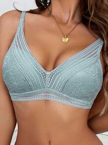 Bralette de encaje estilo francés, lencería - Celeste - Ver 1
