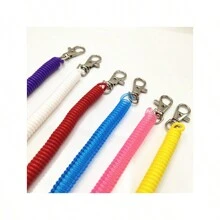 1或5入組彈性彈簧繩鑰匙鏈,銀色金屬卡拉比尼,適用於戶外露營防丟手機彈簧鑰匙圈 - 綠色 - 查看 11