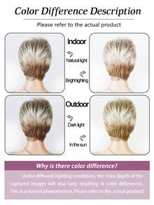 女性日常或派對使用的短直黑根金發8英寸合成防熱假髮,配有劉海 - 彩色 - 查看 7