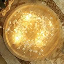 1 pieza Luz de alambre de cobre LED, luces de cadena de perlas con caja de batería, decoración para Navidad, bodas o habitaciones, luces de cadena con forma de perla