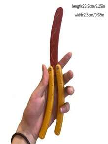 1pc 23.5*2.5cm Hotdog Butterfly Knife Decompression Toy For Teenagers, Creative Toy For Flipping Knife Training, Plastic Material Simulation Toy - Multicolor - View 3
