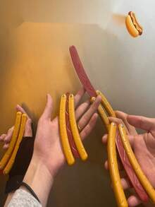 1pc 23.5*2.5cm Hotdog Butterfly Knife Decompression Toy For Teenagers, Creative Toy For Flipping Knife Training, Plastic Material Simulation Toy - Multicolor - View 4