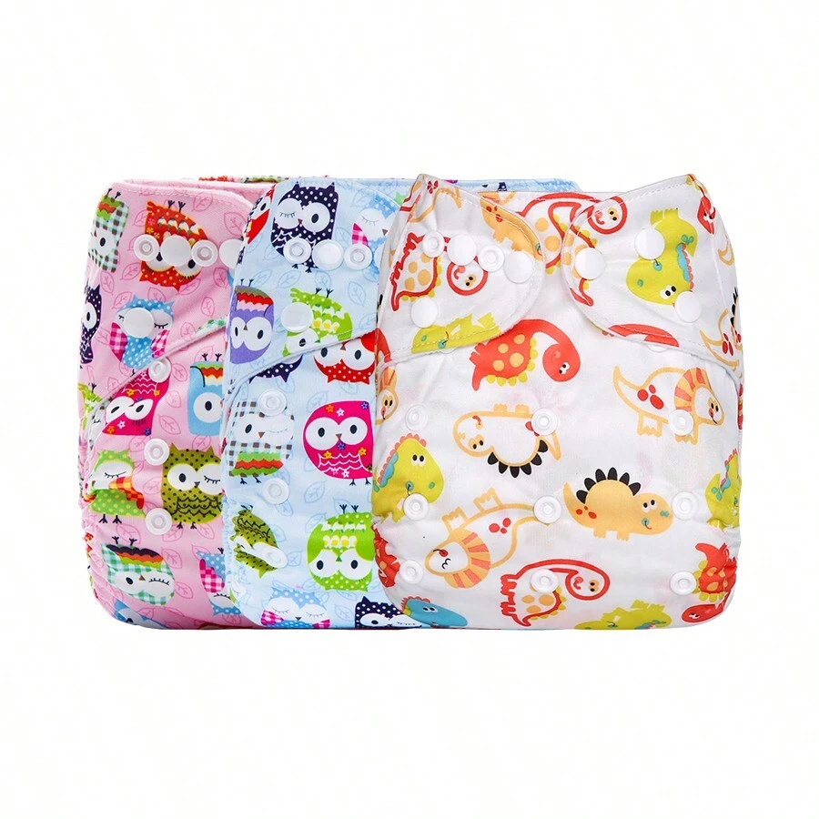 3入組嬰兒布尿布套裝-可清洗,可重複使用且可調節,適用於3-15kg / 6.6lb-33.1lb - 多色組合 - 查看 1