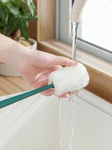 1支家用長柄海綿頭塑料杯刷（顏色隨機） - 彩色 - 查看 1