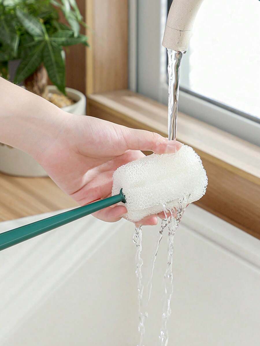 1支家用長柄海綿頭塑料杯刷（顏色隨機） - 彩色 - 查看 1