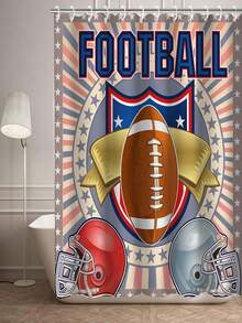 4入組創意足球圖案印花淋浴簾,防水簾,附12個掛鉤,浴室墊,u型馬桶墊,馬桶蓋,浴室裝飾,浴室淋浴簾組合 - 彩色 - 查看 4