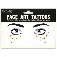 Pegatinas Desechables Doradas Para La Cara Con Diseño Clásico De Estrella Para Fiestas - Dorado - Ver 3