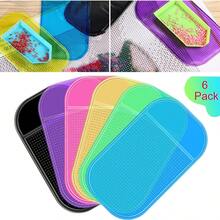 6pcs Anti-Skid Diamond Painting Sticky Tools, Sticky Gel Pads, 5.6 X 3.3 Inches Universal Anti-Skid Mat For Tray, 5d Diamond Embroidery Accessories Suitable For Children Or Adults - Multicolor - View 1