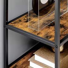 HOMCOM Bibliothèque étagère de rangement à 7 niveaux cadre en acier style industriel pour salon chambre cuisine - 83 x 34 x 180 cm - Marron - Voir 7