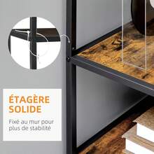 HOMCOM Bibliothèque étagère de rangement à 7 niveaux cadre en acier style industriel pour salon chambre cuisine - 83 x 34 x 180 cm - Marron - Voir 4