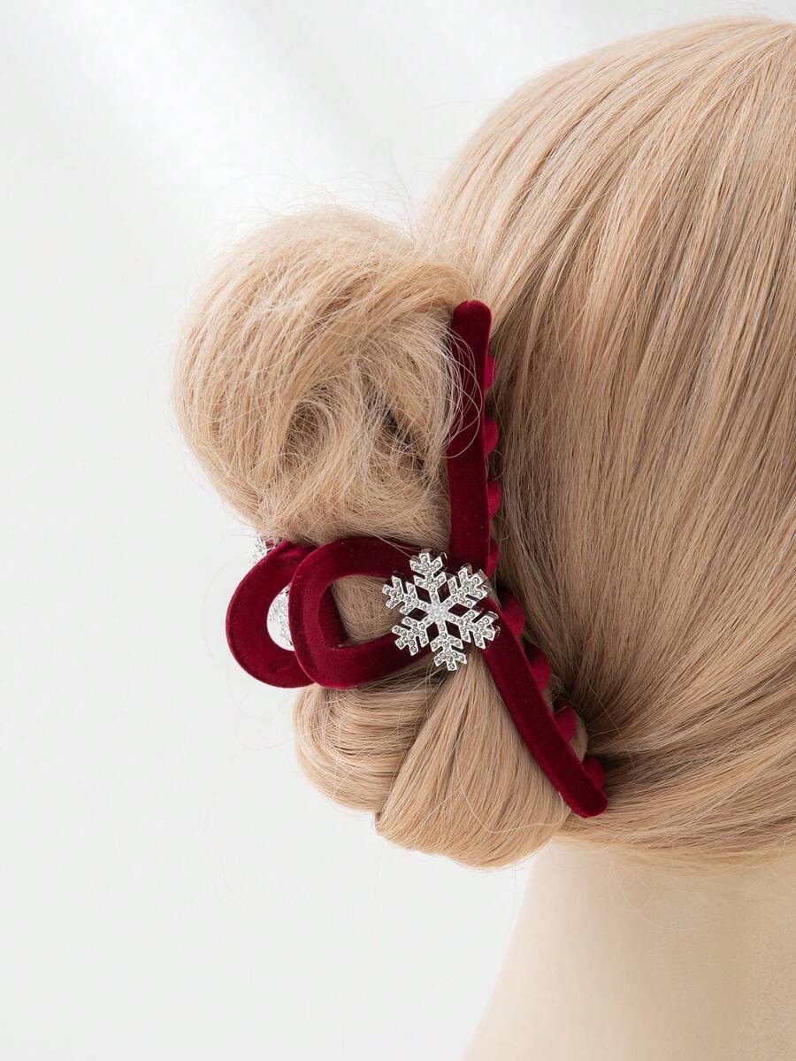 1 件女士植绒雪花发夹，优雅休闲风格适合日常聚会 - 彩色 - 查看 1