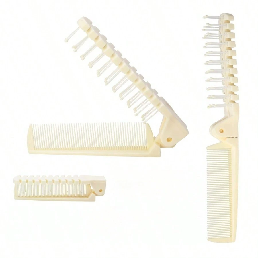 1入組旅行可摺疊刷子梳子,防靜電梳子小型口袋梳子,雙頭梳子美髮工具塑膠摺疊梳子 - 彩色 - 查看 1