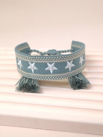 1 bucată brățară împletită manual cu stea cu cinci colțuri de broderie