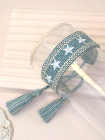 1pc Embroidery Five Pointed Star Handmade Braided Bracelet
