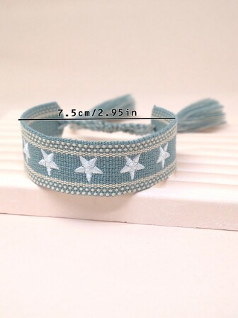 1 st. Broderat Fem Spetsig Stjärna Handgjord Flätat Armband