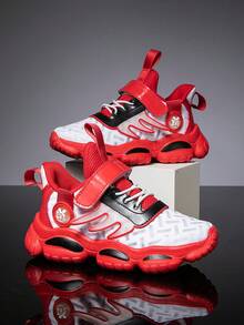 1雙兒童戶外運動鞋,配旋轉扣環,適用於跑步、休閒等室內外活動,具防滑、透氣、輕便、時尚等特點 - 紅白色 - 查看 6