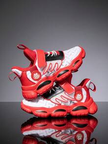 1雙兒童戶外運動鞋,配旋轉扣環,適用於跑步、休閒等室內外活動,具防滑、透氣、輕便、時尚等特點 - 紅白色 - 查看 4