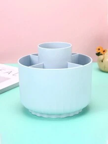 Rotating High Capacity Pen Holder & Desktop Storage Box For Junior High School Girls, Suitable For Student's Desk, Make Up Brush Storage Box Included - Baby Blue - View 1