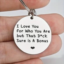 1pc Original Funny Stainless Steel Valentine's Day Creative Gift Keychain Pendant Couple Keychain Hangers - Silver - View 1