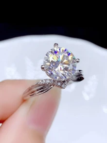 1 件时尚精致华丽个性化独特白色圆形戒指，适合女士情人节约会、求婚、婚礼、订婚、惊喜仪式礼物 - 銀色 - 查看 7