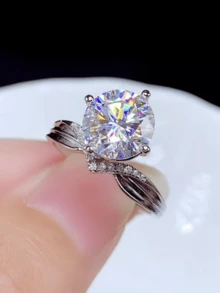 1 件时尚精致华丽个性化独特白色圆形戒指，适合女士情人节约会、求婚、婚礼、订婚、惊喜仪式礼物 - 銀色 - 查看 6