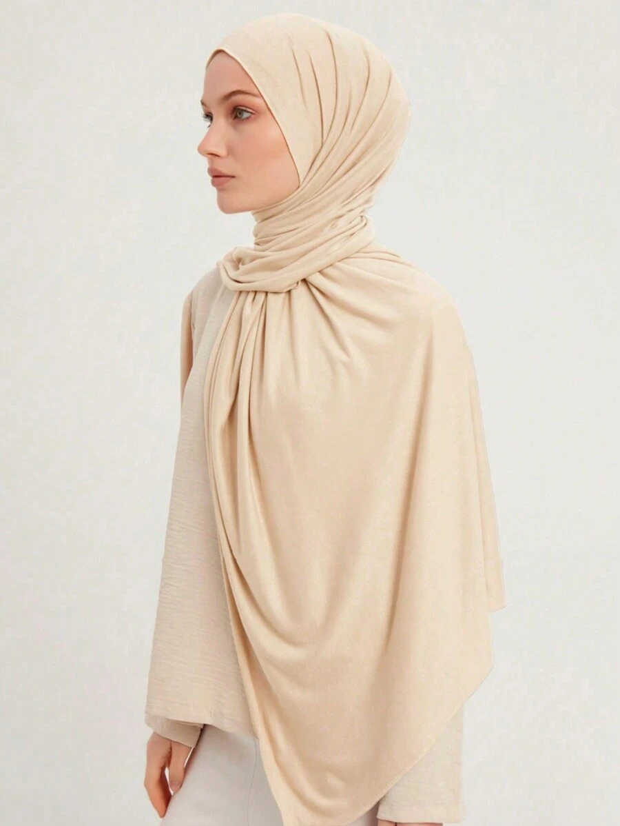 Classic Plain Color Scarf Style Headband Casual - Apricot - View 1