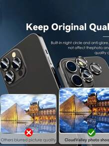 9H 钢化玻璃金属环相机保护膜 - 保护您的兼容 Apple17/17Air/17pro/17promax/16/16pro/16plus/16promax/16 14 Pro（6.1 英寸）和 14 Pro Max（6.7 英寸），带有保护壳友好型防刮高清覆盖和金属环，提供最大程度的保护！ - 黑色 - 查看 2