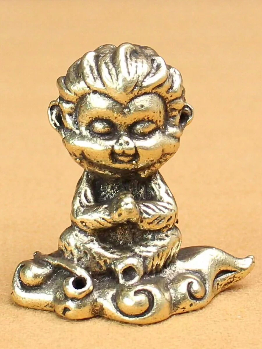 1個純銅打坐如來齊天大聖桌上裝飾,創意猴王人物擺件,桌上裝飾,創意卡通猴子香爐,茶寵,微型物品,微型雕像,黃銅裝飾品,黃銅裝飾品,黃銅雕像,黃銅擺件,黃銅動物雕像 - 銅色 - 查看 1