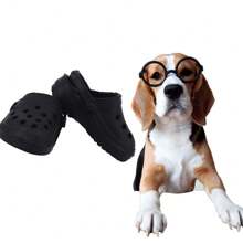 2pcs/Set New Cross-Border Fashionable Pet Shoes, Hole & Beach & Slipper Design For Dogs - Black - View 2