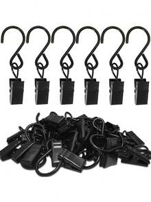 30pcs Black S-Shaped Shower Curtain Hooks With Electroplating Process - Black - View 9