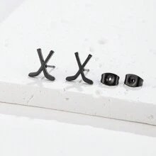 1對冰球媽媽女士小耳環,不鏽鋼運動俱樂部珠寶配飾,最好的禮物給朋友 - 黑色 - 查看 15