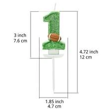 生日蛋糕蠟燭3d綠色足球蠟燭0-9號帶草綠色裝飾,派對、兒童、成人、紀念日慶祝用品(0-9號) - A款 - 查看 2
