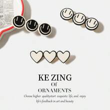 1入組專屬微笑臉型黑白色女孩簡約時尚可愛側夾髮夾，女性優雅宴會禮帽飾 - 黑色 - 查看 1