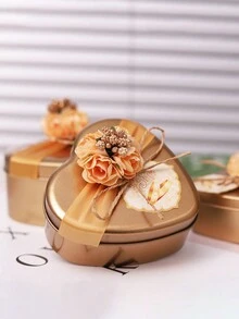 1pc Creative Personalized Wedding Tin Box For Candy And Sweets, Bridal Party Favors Gift Packaging - Gold - View 4