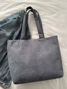 Fashionable Simple Literatue Style Shoulder Bag With Letter Pattern, Large Capacity - Grey - View 6