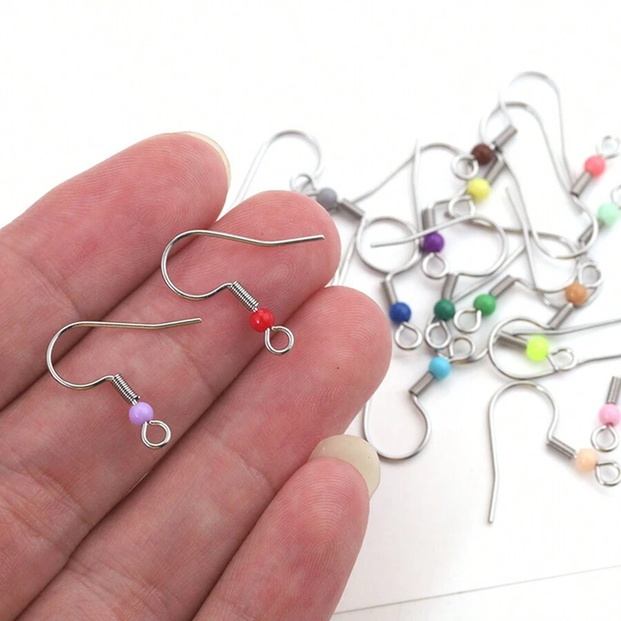 30 件/包 Diy 珠寶配件：用於製作耳環的不銹鋼耳鉤、珠子和彈簧圈（多色） - 彩色 - 查看 1