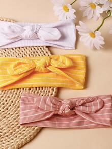 3pcs Fashionable Bunny Ear Headbands For Babies Suitable For All Seasons Daily Wear - Multicolor - View 4