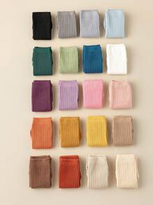 兒童襪子,春秋風格,實心中筒襪子,男女童通用,多彩堆疊襪子 - 彩色 - 查看 1