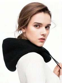 1pc Women's Beret Hat With Scarf & Pom-pom Detail, Knitted Earflap Beanie - Beige - View 2